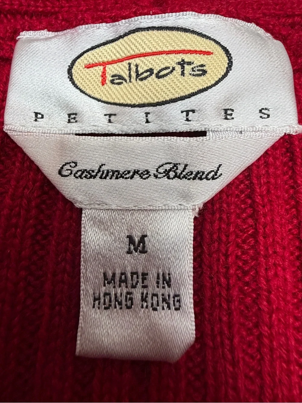 Talbots Petites Cashmere Silk Ribbed Cardigan Sweater M Vintage Y2K Old Money